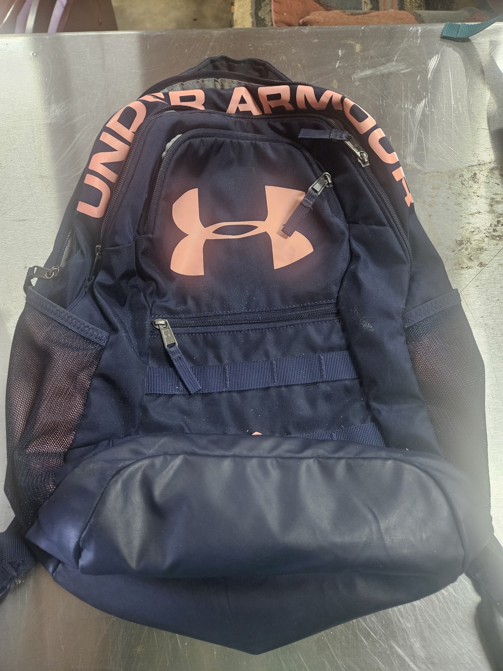 Under Armour Navy Backpack with Pink Logo